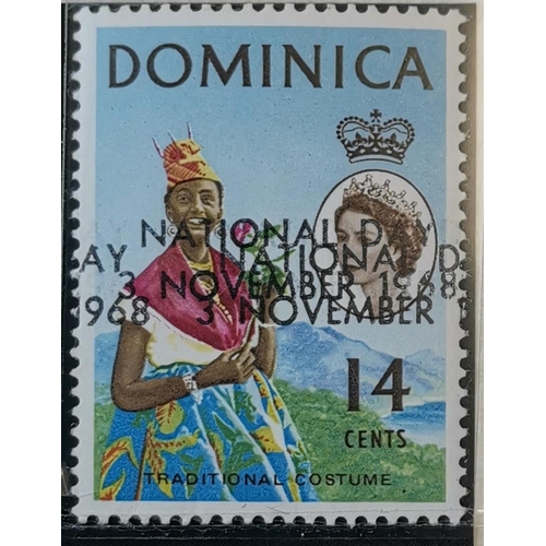 248 - DOMINICA. 1968 National Day 14c with overprint double UM on SG card. SG235a. (1)