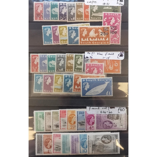 263 - FALKLAND IS (DEPENDENCIES). 1954-62 to £1  S. Georgia 1963 original set to £1 Whale and 1971 surchar... 