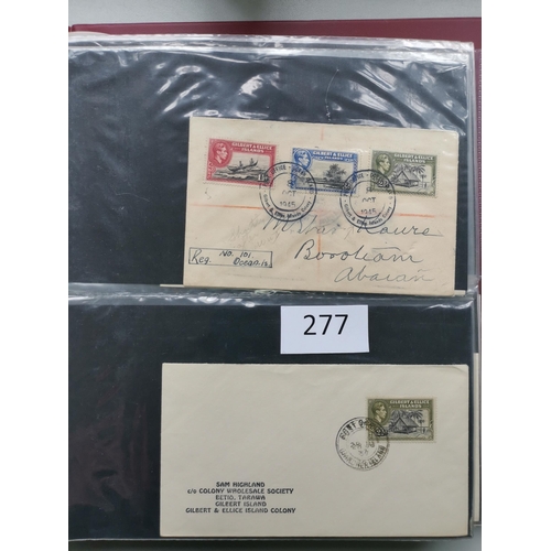 277 - GILBERT & ELLIS IS.COVERS. A collection in 2 volumes  FDC's and others with postmark interest  mainl... 