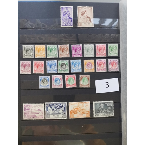 3 - ***VIDEO AVAILABLE*** MIXED WORLD. BC Asia KGVI M range of sets  RSW's in stockbook with Malayan Sta... 