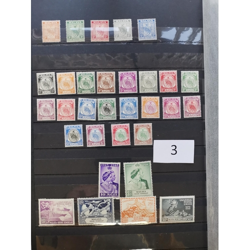 3 - ***VIDEO AVAILABLE*** MIXED WORLD. BC Asia KGVI M range of sets  RSW's in stockbook with Malayan Sta... 