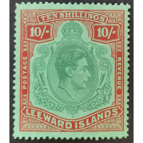 308 - LEEWARD IS. 1938 10/- bluish green and deep red/green  usual gum  M. SG113. Cat. £200. (1)