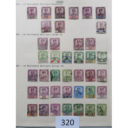 320 - MALAYSIA. JOHORE. M and U collection on leaves with a good range of 1884-91 overprints and surcharge... 