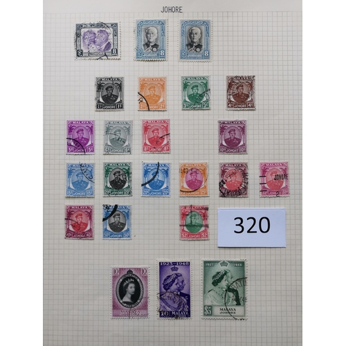 320 - MALAYSIA. JOHORE. M and U collection on leaves with a good range of 1884-91 overprints and surcharge... 