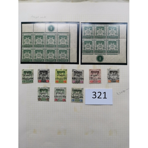 321 - MALAYSIA. KELANTAN. M and U collection on leaves  with M incl. 1911-15 to $25  also a SPECIMEN set  ... 