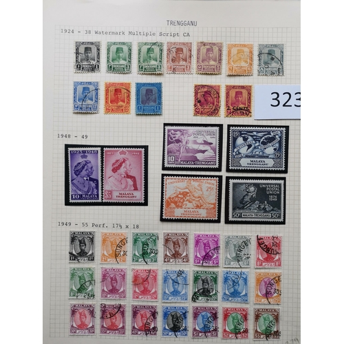 323 - MALAYSIA. TRENGGANU. M and U collection on leaves incl. 1910-19 to $1 less 5c grey and brown M  1921... 