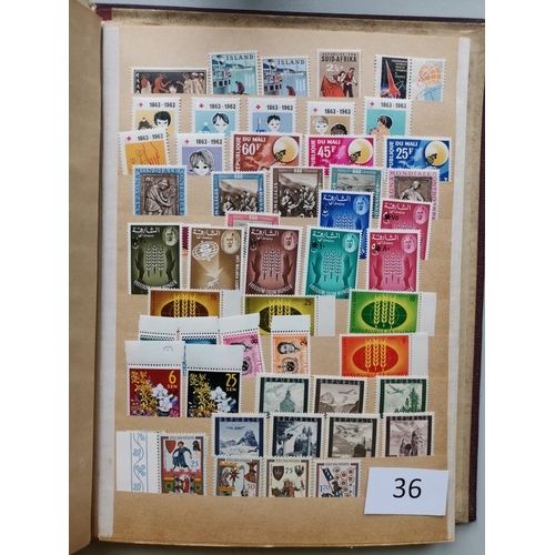 36 - MIXED WORLD. THEMATICS. Collection in binder  much UM incl. Taiwan 1962 Paintings. (100's)