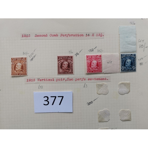 377 - NEW ZEALAND. KEVII M collection of 1909-16 issues  various perfs to 1/-  a couple of 4d blocks  and ... 