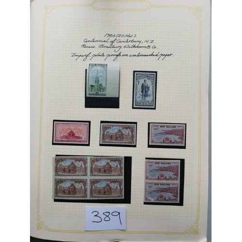 389 - NEW ZEALAND. 1950-1966 semi-specialised collection on leaves with mint/fine used  FDC's  plate proof... 