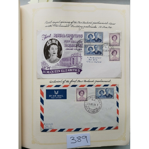 389 - NEW ZEALAND. 1950-1966 semi-specialised collection on leaves with mint/fine used  FDC's  plate proof... 