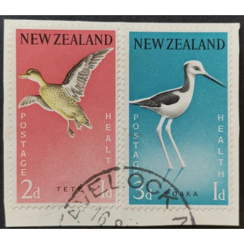 391 - NEW ZEALAND. 1959 Health  both fine used on small piece  3d 'pink omitted'. SG777a. Cat. £120. (1 it... 