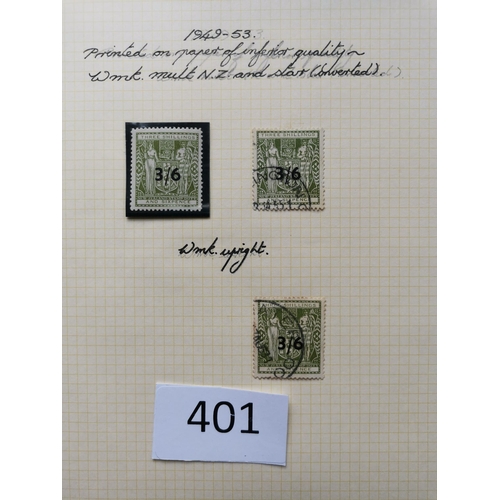 401 - NEW ZEALAND. POSTAL FISCALS. 1940's  1950's mainly used range to £3  £4 and £5. (32)