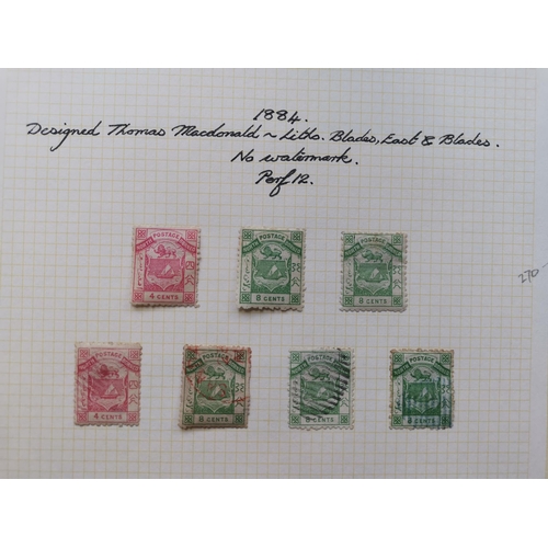 410 - NORTH BORNEO. A Collection of 1883-86 issues on leaves incl. June 1883 8c on 2c SG2 M  SG3 marginal ... 