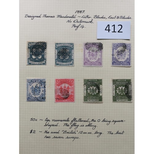 412 - NORTH BORNEO. A collection of 1886-87 issues on leaves  with M vals to $1 and $2  some blocks incl. ... 