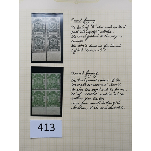 413 - NORTH BORNEO. A collection of 1888-92 issues on leaves  with M to 25c  50c  $1 and $2  $1 imperf pai... 