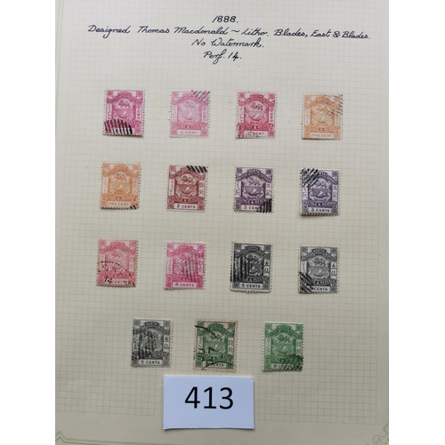 413 - NORTH BORNEO. A collection of 1888-92 issues on leaves  with M to 25c  50c  $1 and $2  $1 imperf pai... 