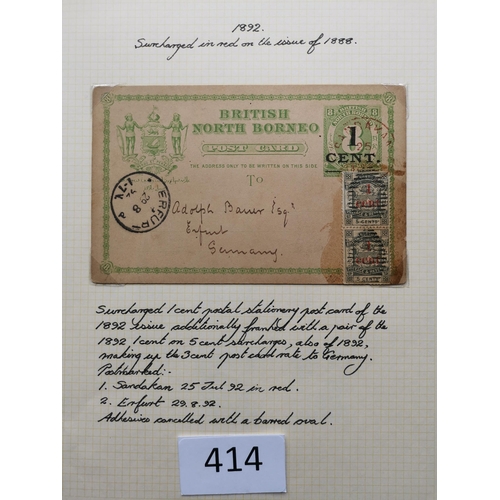 414 - NORTH BORNEO. Collection of 1890-95 issues on leaves incl. 1890 2c on 25c M and FU  1891-92 6c on 10... 