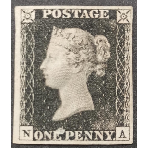 561 - QUEEN VICTORIA. 1840 1d black Pl.4  NA  unused with gum showing very rare error 'unprinted portion o... 