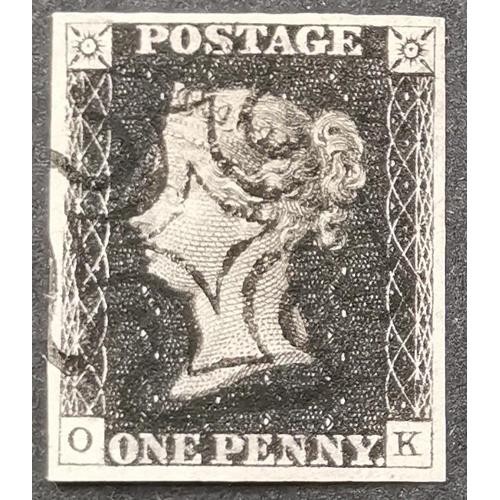 565 - QUEEN VICTORIA. 1840 1d black plate 6  OK  fine used with neat distinctive Arbroath black MC. Brando... 