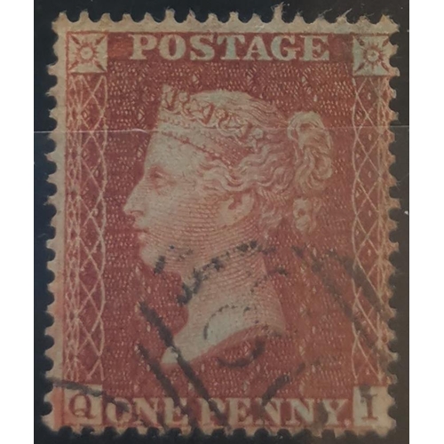 581 - QUEEN VICTORIA. 1855 1d red-brown  QI  LC  p.16  blued paper  fine used from scarce plate 13. On Stu... 