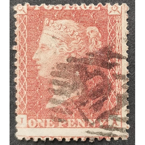 583 - QUEEN VICTORIA. 1856 1d red-brown  JA  blued paper  SCp.14  scarce plate 27 used  closed tear at bot... 