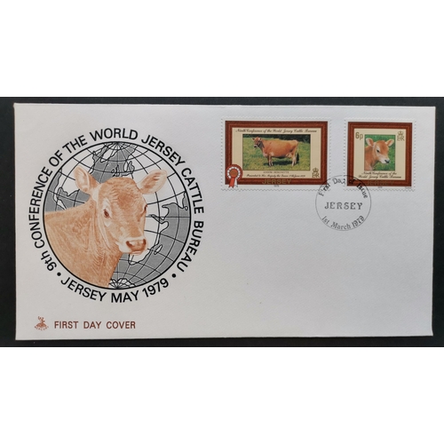 851 - JERSEY. 1979 Cattle 25p with gold printing double fine used on FDC  and scarce thus. SG203a. (1 cove... 