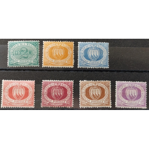 174 - SAN MARINO. 1877-90 to 40c fresh part o.g. (hinge remainders)  the 10c is the blue shade. SG1-2 and ... 