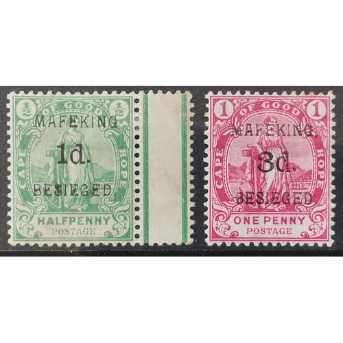 236 - CAPE OF GOOD HOPE.MAFEKING. 1900 Cape of Good Hope 1d on ½d and 3d on 1d o.g.  the latter with a cou... 