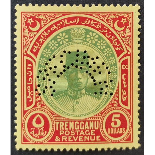 329 - MALAYSIA. TRENGGANU. 1938 Script $5 perf SPECIMEN UM. SG44 variety. (1)