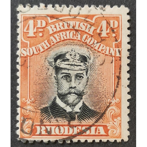 456 - RHODESIA. 1913-19 Admiral 4d Head Die II  p.15 FU. SG245. Cat. £275. (1)