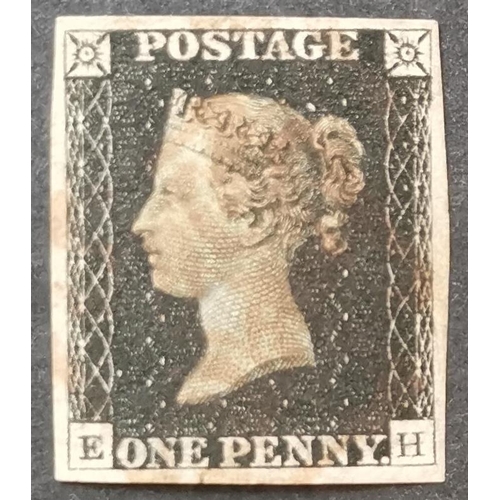 559 - QUEEN VICTORIA. 1840 1d black Pl.1b  EH  wmk inv.  good used  4 margins. SGSpec.AS5L. Cat. £2 000. (... 