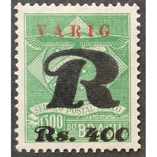 83 - BRAZIL. VARIG COMPANY ISSUES. First issue 1927 400r on 1 300r M. Only 50 printed. Expertisation h/s ... 