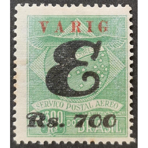 84 - BRAZIL. VARIG COMPANY ISSUES. First issue 1927 700r on 1 300r M. Only 50 printed. Expertisation h/s ... 