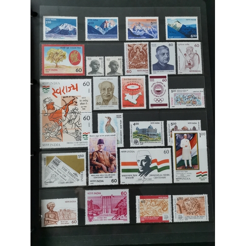 298 - INDIA. 1952 to June 2016 apparently comprehensive collection on stocksheets in 3 binders  1950's to ... 