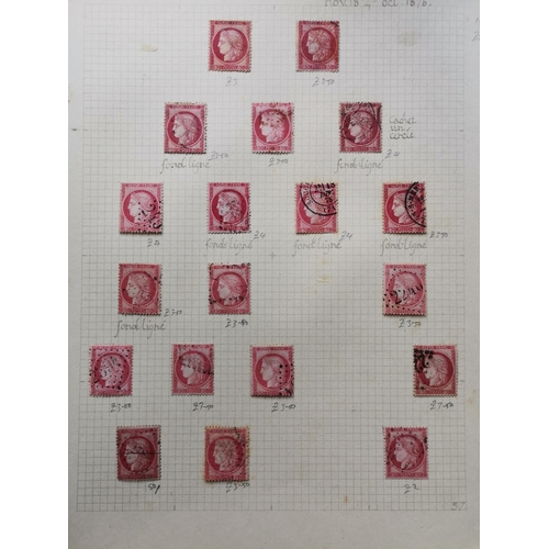 126 - FRANCE.  An old-time collection of 1871-76 Ceres Head types on leaves  several o.g. or unused  mainl... 