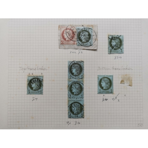 126 - FRANCE.  An old-time collection of 1871-76 Ceres Head types on leaves  several o.g. or unused  mainl... 