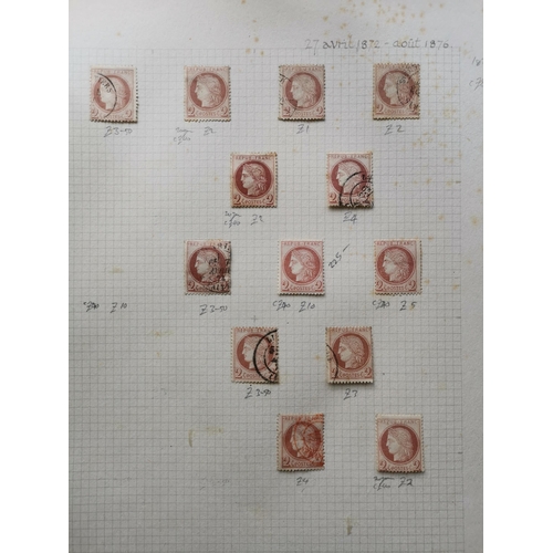 126 - FRANCE.  An old-time collection of 1871-76 Ceres Head types on leaves  several o.g. or unused  mainl... 