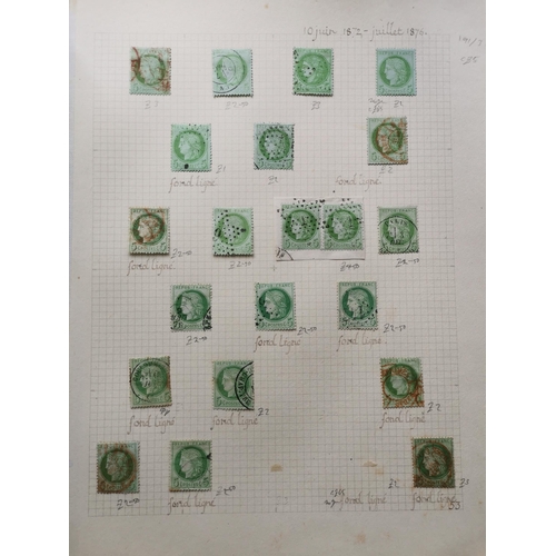 126 - FRANCE.  An old-time collection of 1871-76 Ceres Head types on leaves  several o.g. or unused  mainl... 