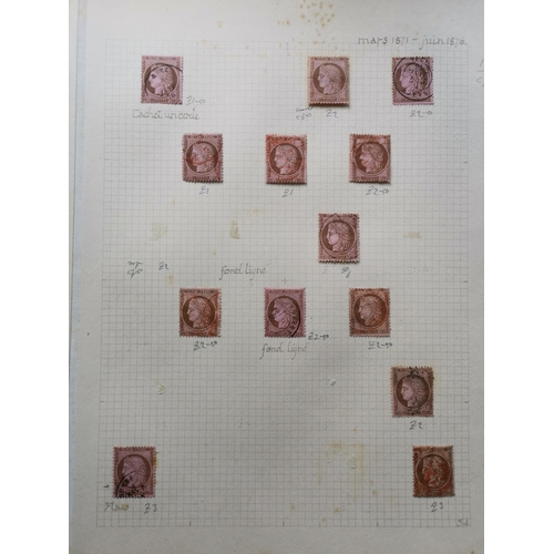 126 - FRANCE.  An old-time collection of 1871-76 Ceres Head types on leaves  several o.g. or unused  mainl... 