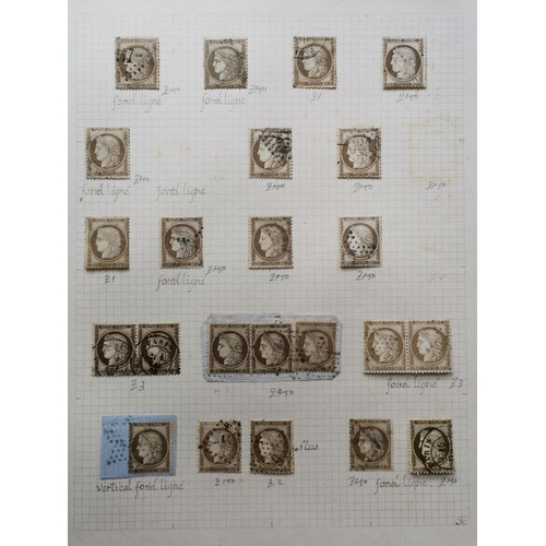 126 - FRANCE.  An old-time collection of 1871-76 Ceres Head types on leaves  several o.g. or unused  mainl... 