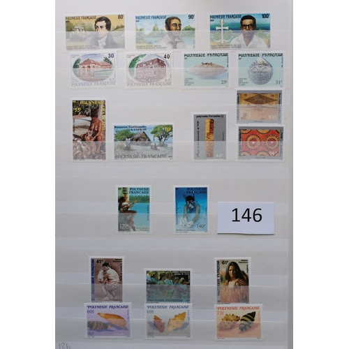 146 - FRANCE.  FRENCH POLYNESIA. 1975 to 1992 UM collection in stockbook  noted 1976 Games m/s and 1989 Co... 