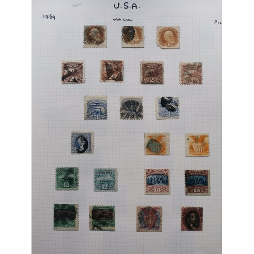 192 - UNITED STATES OF AMERICA.  Early to middle period mainly used collection on leaves  mixed condition ... 