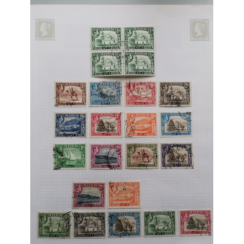 209 - ADEN.  KGVI on leaves  some duplication  incl. 1937 to 8a M and 2r used  1939-48 to 5r (2 of each) a... 