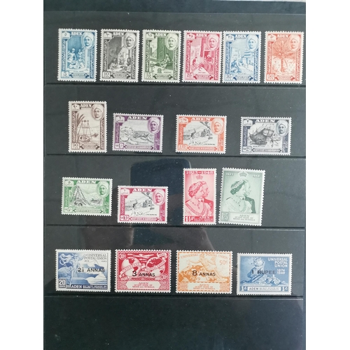 211 - ADEN.  1949 SW set  and States incl. both SW sets and Hadhramaut 1955-63 to 10/-  all UM. Cat. £134.... 