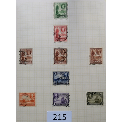 215 - ANTIGUA.  QV-QE duplicated M/U collection on leaves (heavier duplication in places)  with QV 6d (4) ... 