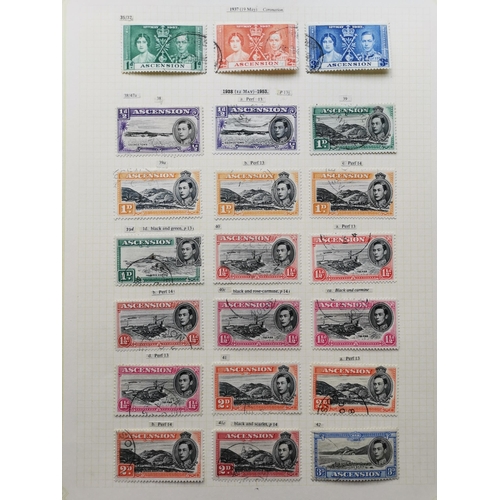 230 - ASCENSION.  Fine used range of 1938-53 defins to 2/6d  5/- and 10/- (5 of each) incl. various perfs.... 