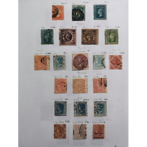 233 - AUSTRALIA.  STATES. Mainly used collection on leaves  vals to 5/-  and Postage Due vals to 10/- on 2... 