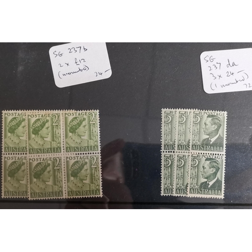 248 - AUSTRALIA.  KGVI coils pairs nearly all UM with 1937-49 1d maroon x 15 (incl. a strip of 20)  2d pur... 