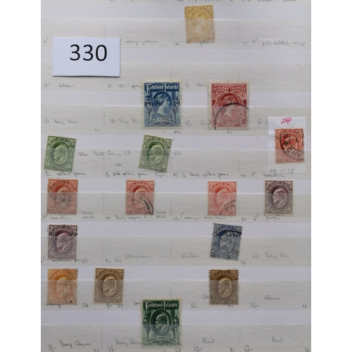 330 - ***VIDEO AVAILABLE*** FALKLAND IS.  Early to modern collection in large blue stockbook  incl. QV M v... 