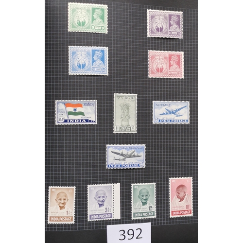 392 - INDIA.  Collection in album incl. 1854 ½a x 7  1d x 5  2a x 2 and 4a cut-to-shape x 2 in mixed condi... 